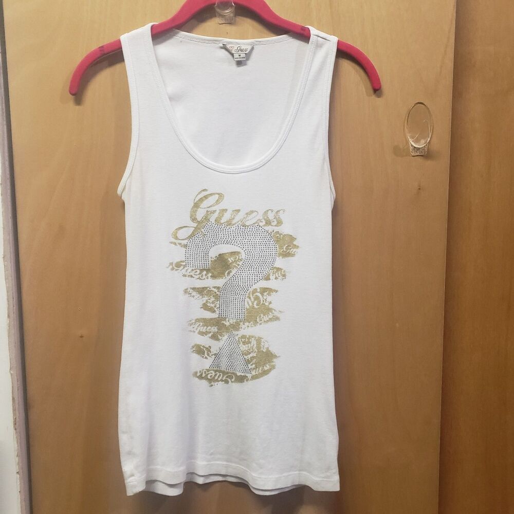 Guess Allover Logo Cotton Tank Top Sz M OOO EXCELLENT CONDITION!